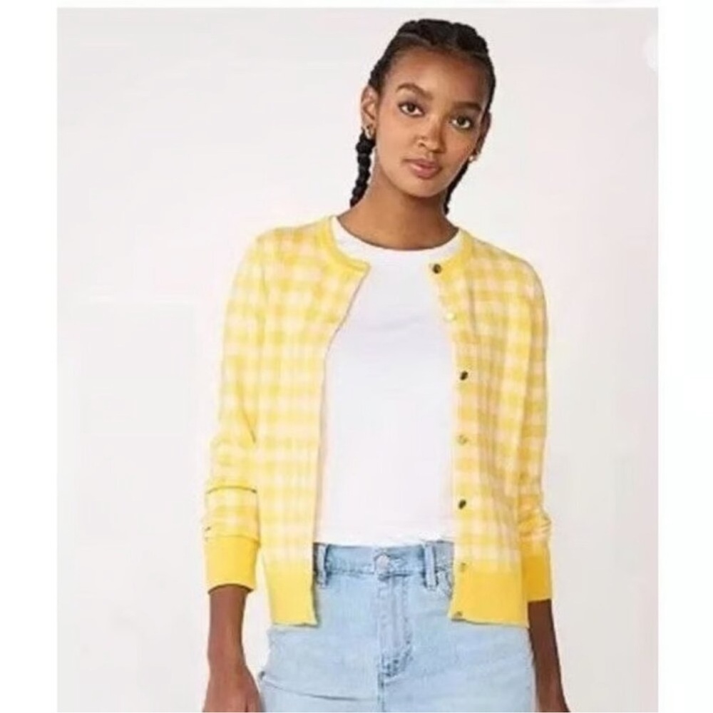 Draper James Yellow Plaid Women's Cardigan